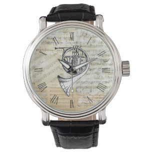 Relógio De Pulso Vintage French Horn Music Watch