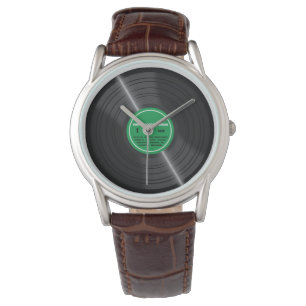 Relógio De Pulso Vintage Green Vinyl Record Album Retro Watch