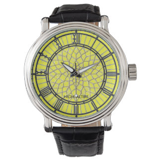 Relógio De Pulso Vintage Leather Strap Watch, Big ben amarelo