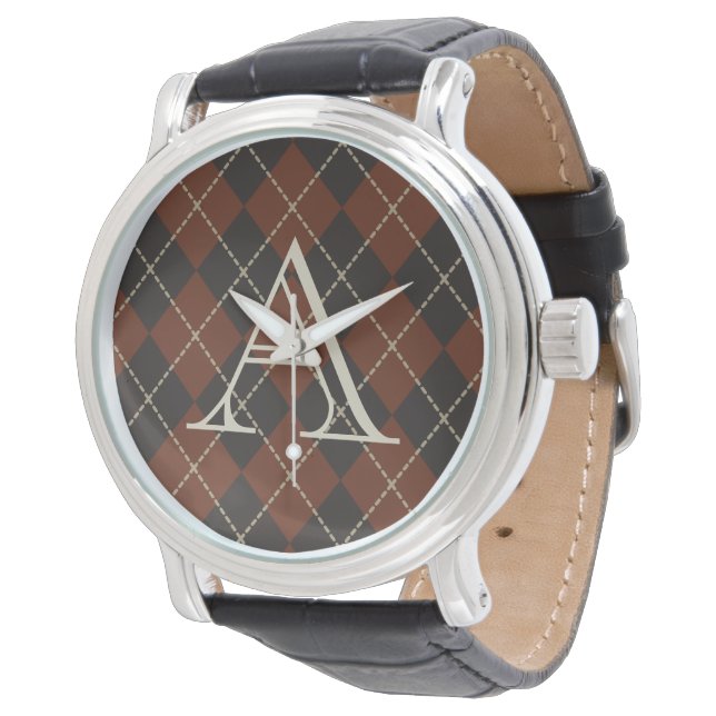 Relógio De Pulso Vintage Monograma Argyle Watch Gift (Angular)
