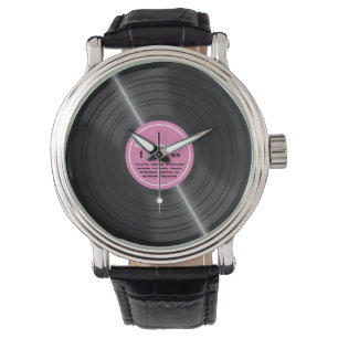 Relógio De Pulso Vintage Pink Vinyl Record Album Retro Watch