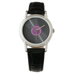 Relógio De Pulso Vintage Purple Vinyl Record Album Retro Watch