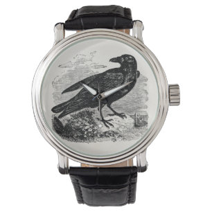 Relógio De Pulso Vintage Raven Black Bird Crow Personalised Birds