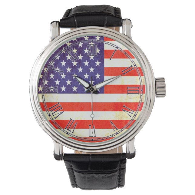 Relógio De Pulso Vintage Stars & stripes: vigia de pulso de bandeir (Frente)