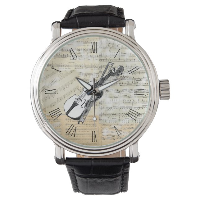 Relógio De Pulso Vintage Violin Music Watch (Frente)