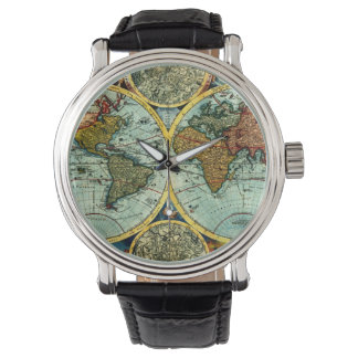 Relógio De Pulso Vintage World Map Antique Vacinação Viagem Trip Ar