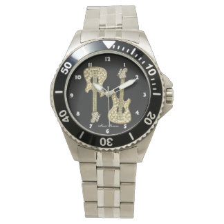 Relógio De Pulso Violão Dourado