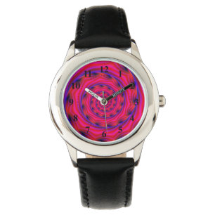 Relógio De Pulso Violeta Vermelha e Espiral Azul