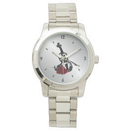 Relógio De Pulso Violino e Rosas com quatro números