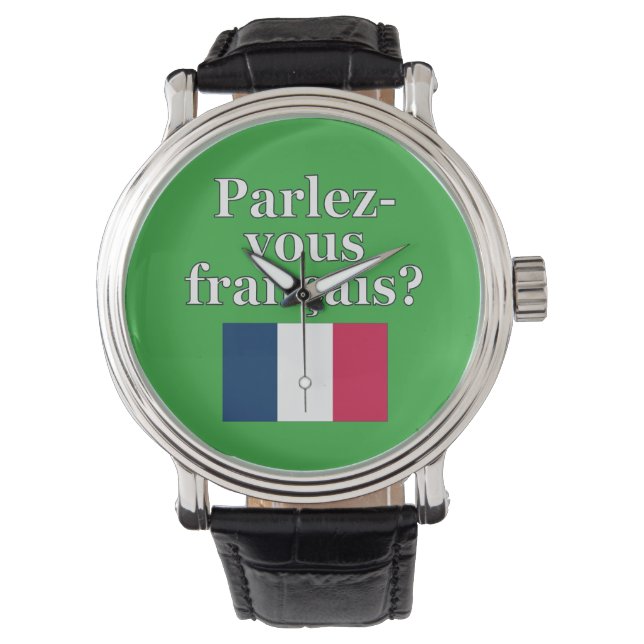 Relógio De Pulso Você fala francês? em francês. Sinalizador (Frente)
