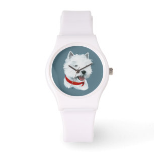 Relógio De Pulso Westie Colar Vermelho