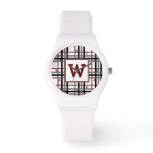 Relógio De Pulso White e Red Xadrez Watch