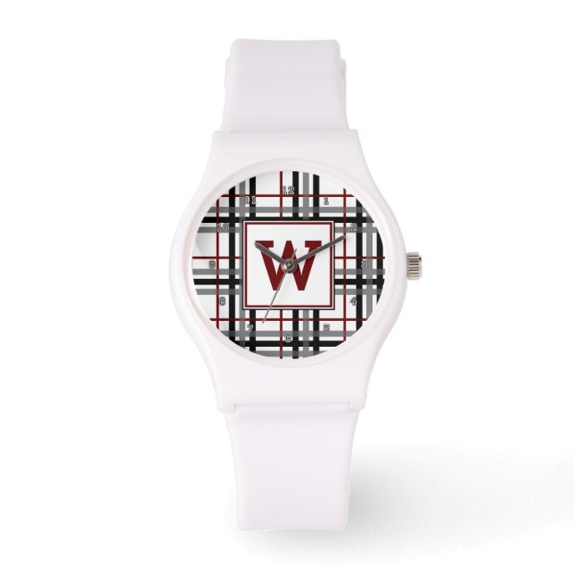 Relógio De Pulso White e Red Xadrez Watch (Frente)