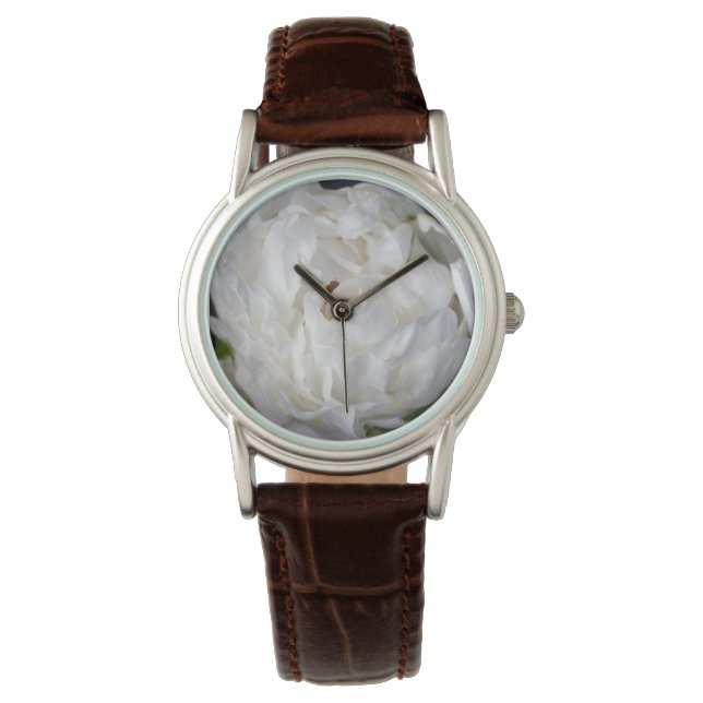 Relógio De Pulso White Peony Floral Photoography Brit Watch (Frente)