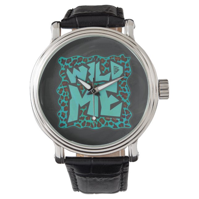 Relógio De Pulso Wild Me Brown e Teal Leopard Design (Frente)