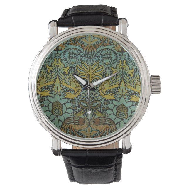 Relógio De Pulso William Morris Peacock Dragon Wallpaper (Frente)