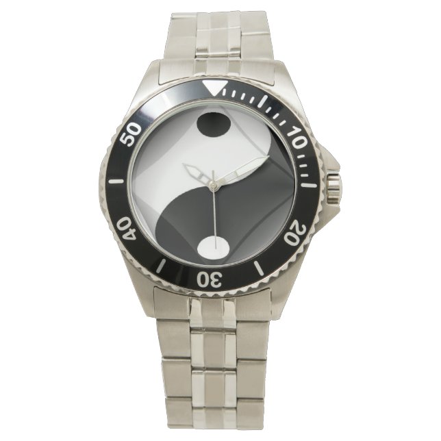 Relógio De Pulso Witte Stalen Yin Yang Horloge van N.A. (Frente)