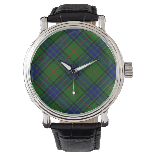 Relógio De Pulso Xadrez azul-tartan Lauder (Frente)