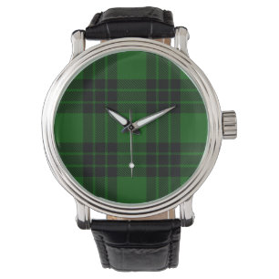 Relógio De Pulso xadrez verde preto tartan Graham