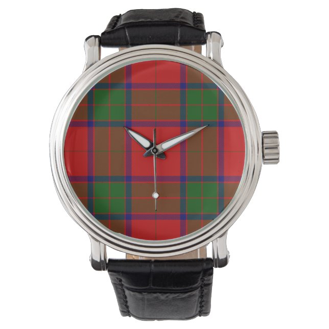 Relógio De Pulso xadrez vermelho e verde tartan Robertson (Frente)