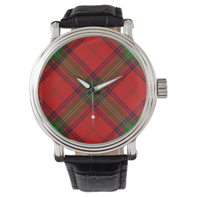 Relógio De Pulso xadrez vermelho verde tartan Seton (Frente)