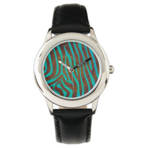 Relógio De Pulso Zebra Brown e impressão da cerceta