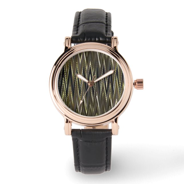 Relógio De Pulso Zig Zag Wave Olive Design Watch (Frente)