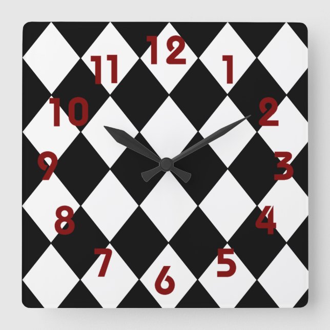 Relógio de Quadro de Verificação Preto e Branco (Frente)