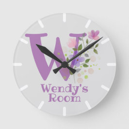 Relógio de quarto de criança com nome e inicial