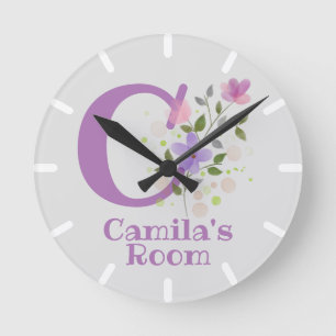 Relógio de quarto para crianças com o nome Camila