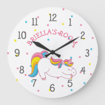 Relógio de quarto unicórnio com nome