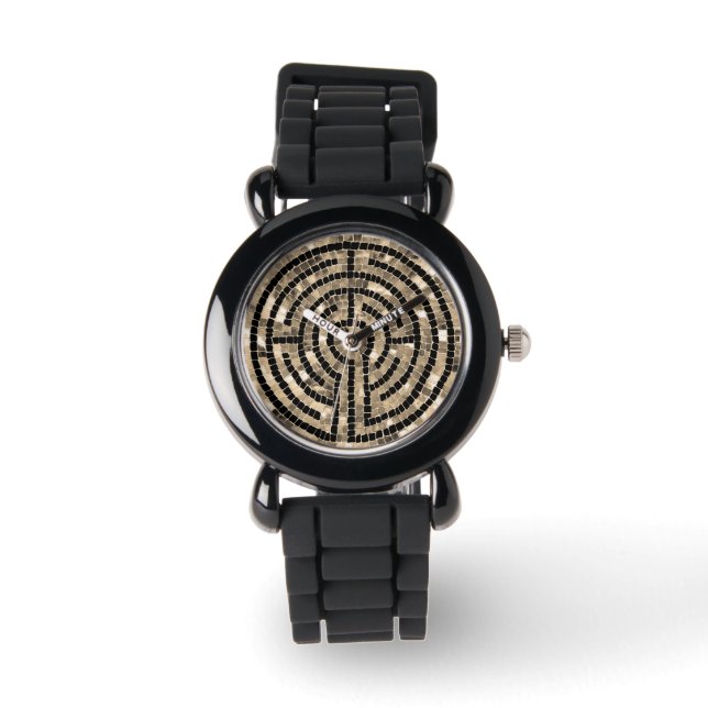 Relógio de silicone preto LABYRINTH V (Frente)
