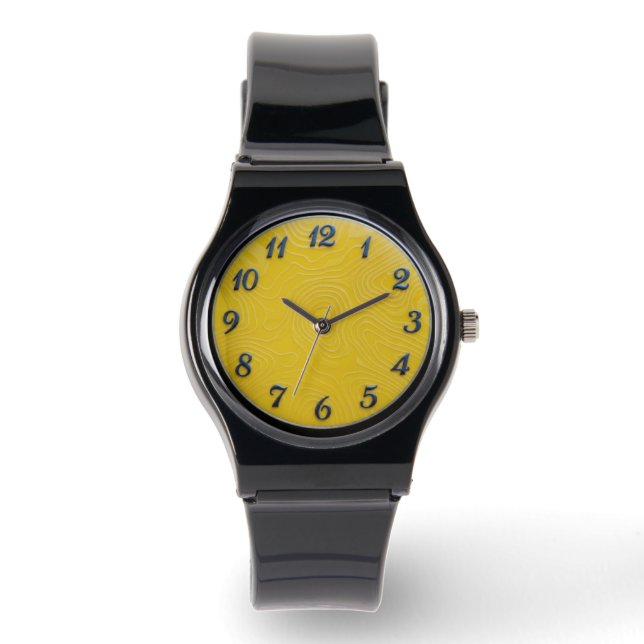 Relógio de silicone preto + pulseira + mostrador l (Frente)
