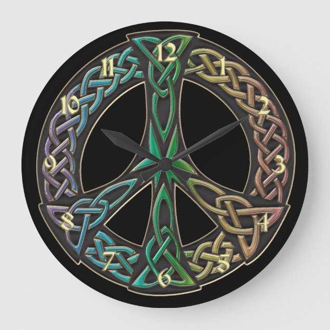 Relógio de Sinal de Paz do Rainbow Celtic Knot (Frente)