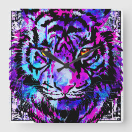 Relógio de Tigre Azul - Relógio de Parede Colorida