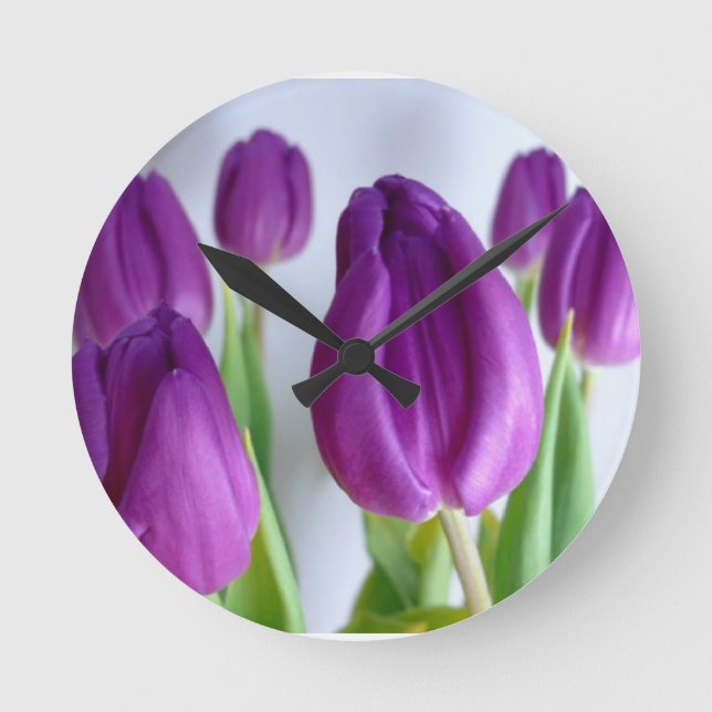 Relógio de Tulipas Roxo (Frente)