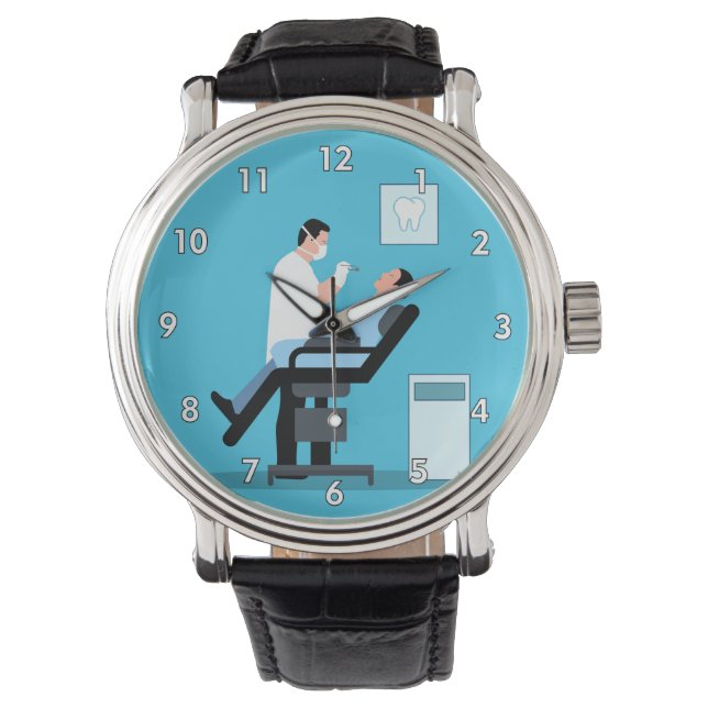 Relógio Dentista muito Legal com paciente no escritório (Frente)