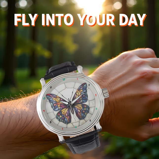 Relógio Desenho de borboleta multicolorido  (Criador carregado)