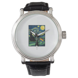 Relógio Desenho de Camisa Vetorial de Paisagem Noturna de