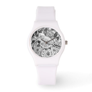 Relógio Desenho de pintura zebra e rosa