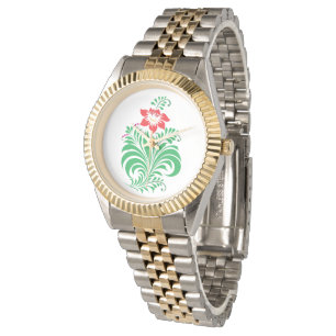 Relógio Desenho Floral Ornamental de Flores – Elegante