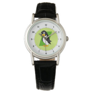 Relógio Desenho fofo de pinguim - verde