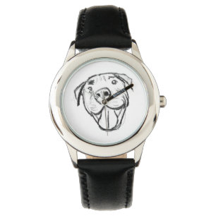 Relógio desenho pitbull simples amantes de cães preto bran