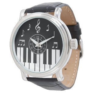 Relógio Design contemporâneo da música em preto e branco