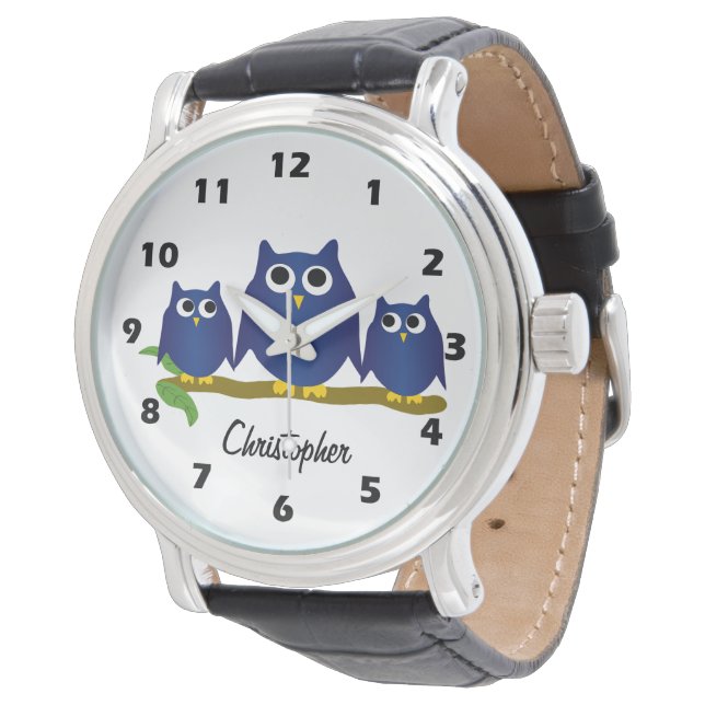 Relógio Design Coruja Azul Personalizado (Angular)