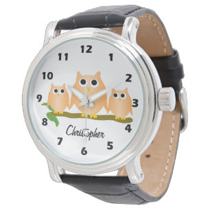 Relógio Design da Coruja Laranja Personalizado