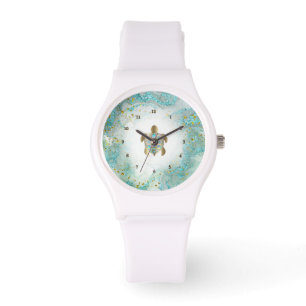 Relógio design da tartaruga marinha teal