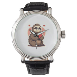 Relógio Design de Amor Retrô Fofo de Preguiça Vintage 2