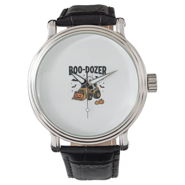 Relógio Design de Bulldozer Fantasma de Halloween Boo-Doze (Frente)