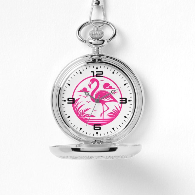 Relógio Design de Círculo de Verão Flamingo Rosa-68730 (Frente)